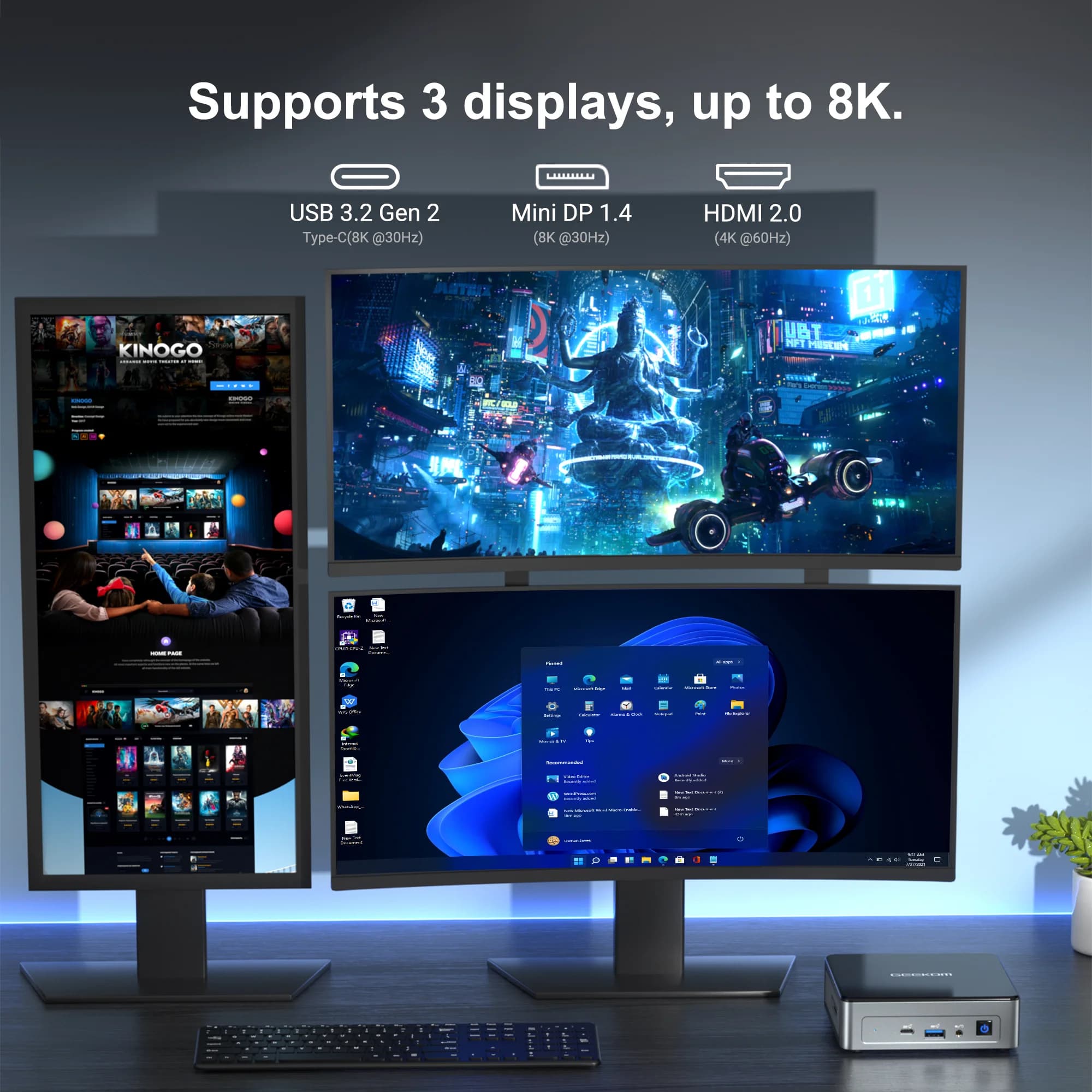 GEEKOM Mini Air12 - 3 displays