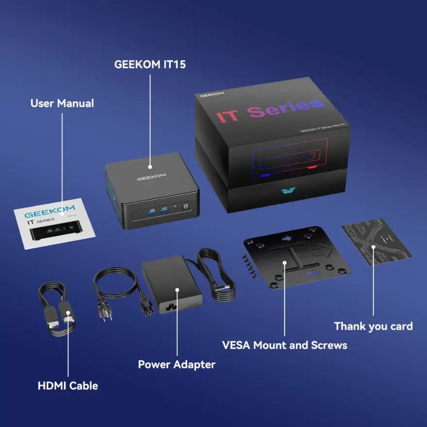 GEEKOM IT15 AI Mini PC packing list