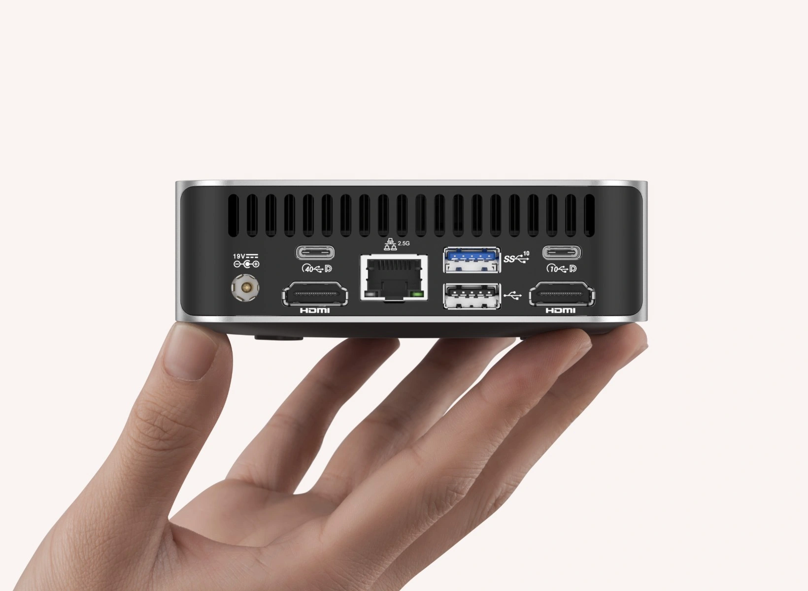 Interfaces on the back of GEEKOM A6 Mini PC