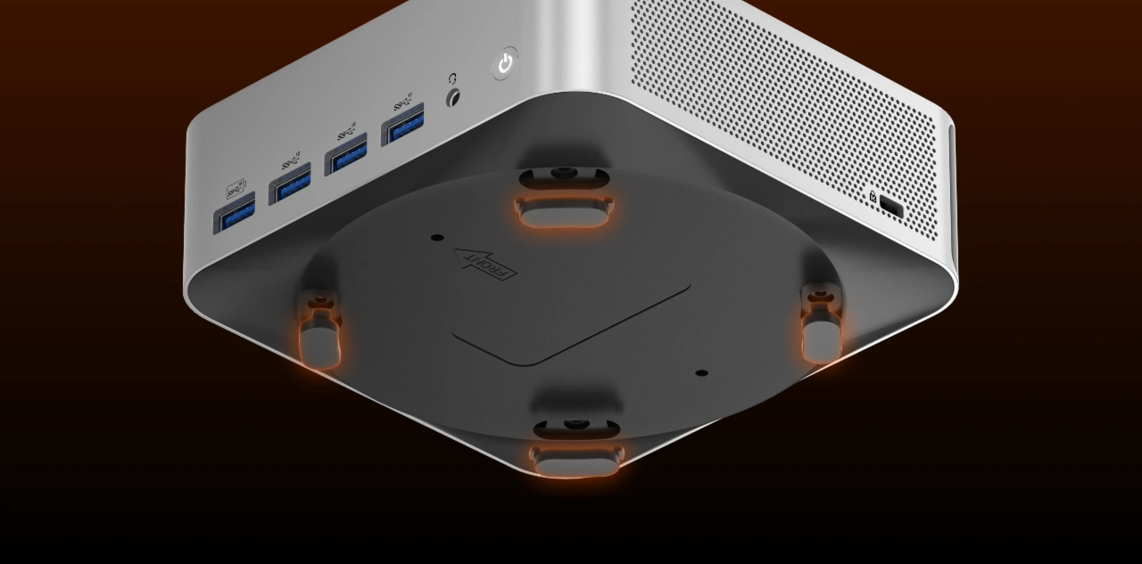 Precision-Molded Anti-Slip Feet on GEEKOM A8 Max Mini PC