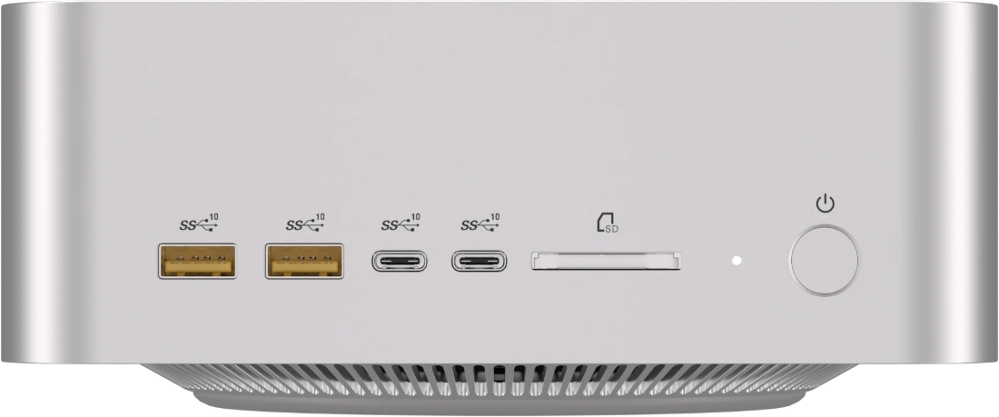 interfaces on the front panel of GEEKOM A9 Mega Mini PC