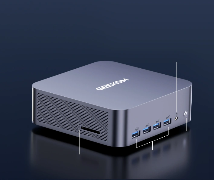 interfaces on the front panel of GEEKOM GT2 AI Mini PC